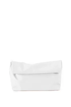 Delhi L, clutch grande en cuero blanco