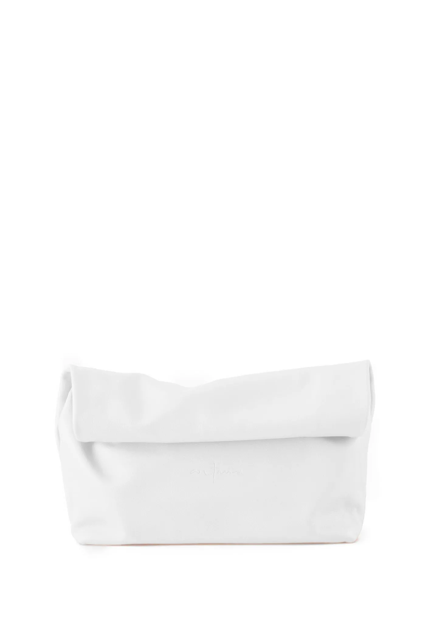Delhi L, clutch grande en cuero blanco