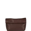 Delhi S, clutch de cuero granate oscuro