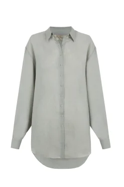 Dennis, camisa oversize de ramio azul cielo