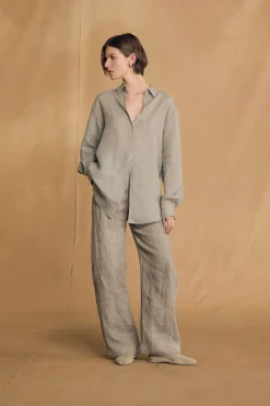 Dennis, camisa oversize de ramio azul cielo