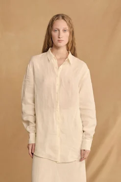 Dennis, camisa oversize de ramio marfil