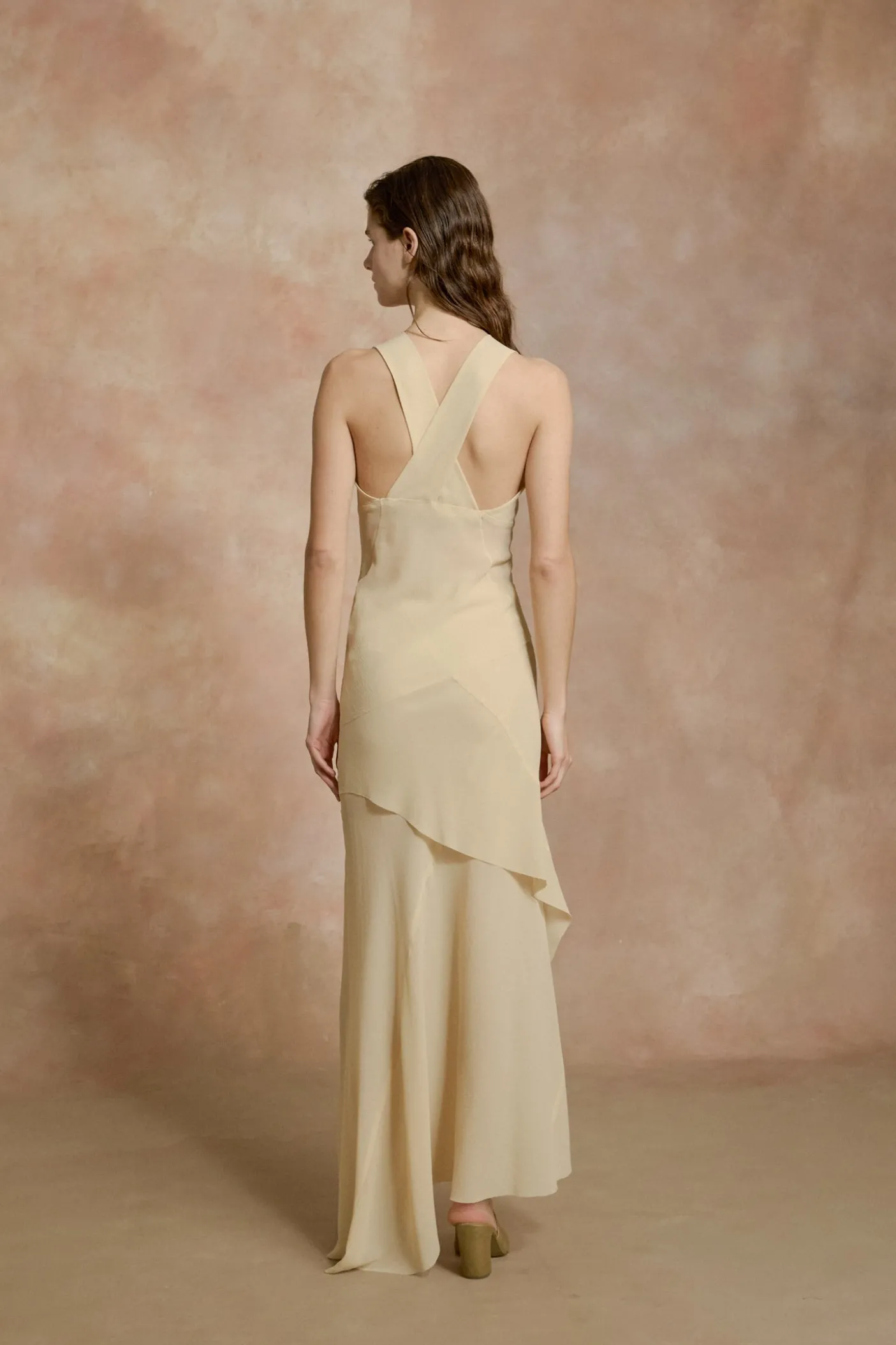 Dora, beige silk georgette top