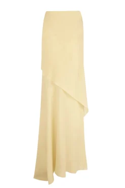 Dora, long skirt in beige silk georgette