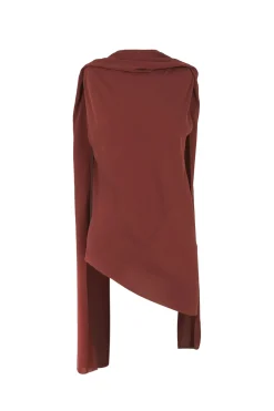 Edda, garnet stretch silk top