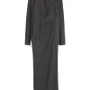 Edda, vestido largo en seda stretch grafito