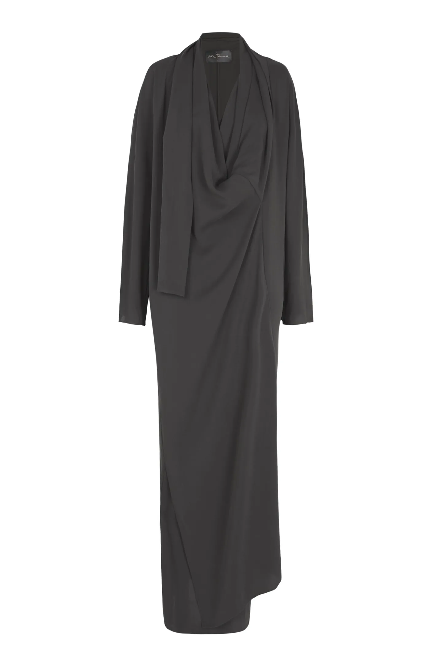 Edda, vestido largo en seda stretch grafito