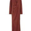 Edda, vestido largo en seda stretch granate