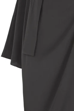 Edda, vestido largo en seda stretch grafito
