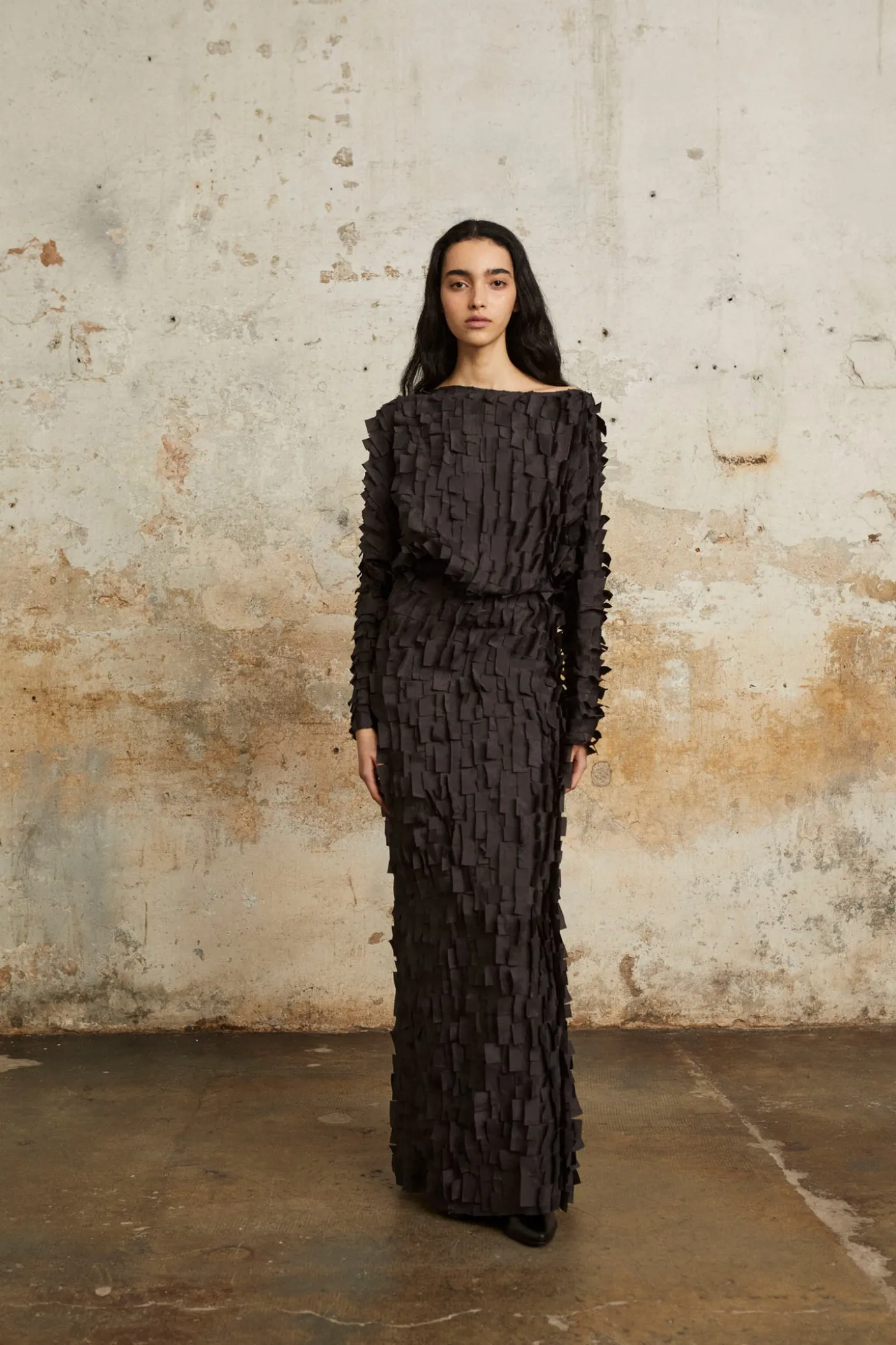 Epica, silk top with a feathered effect