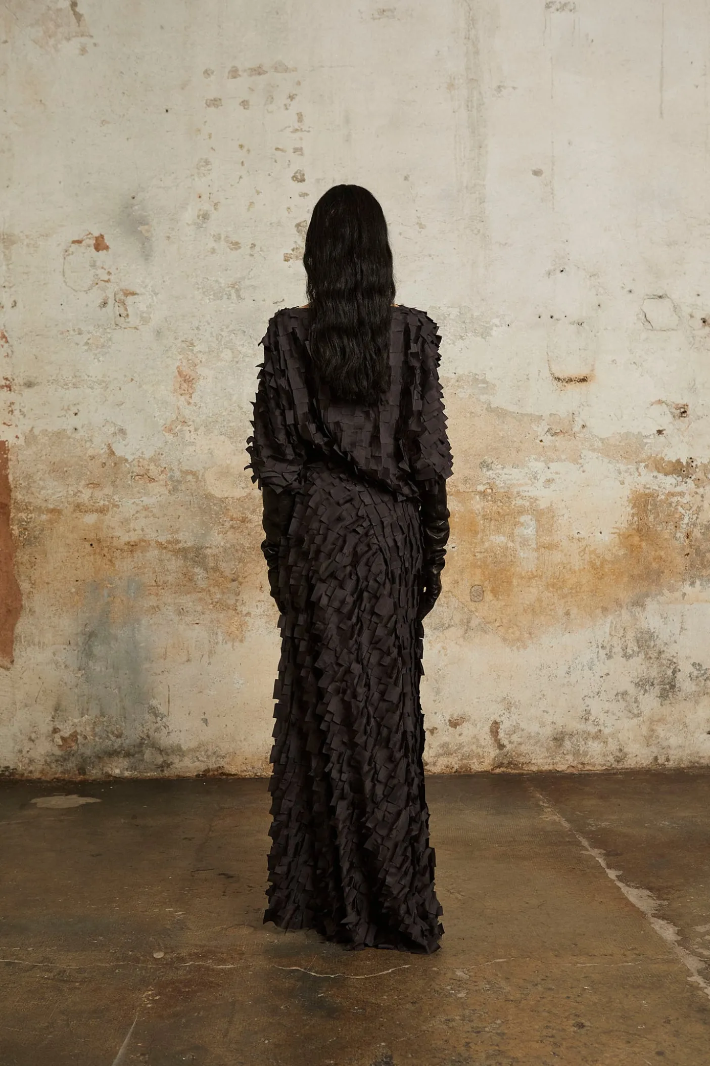 Epica, silk top with a feathered effect