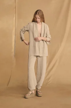 Fania, pantalon de lino y viscosa piedra