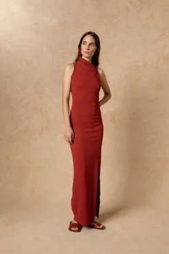 Fiona, carmine red fitted dress