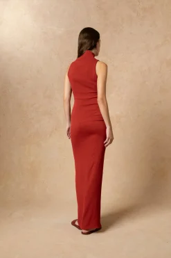 Fiona, carmine red fitted dress
