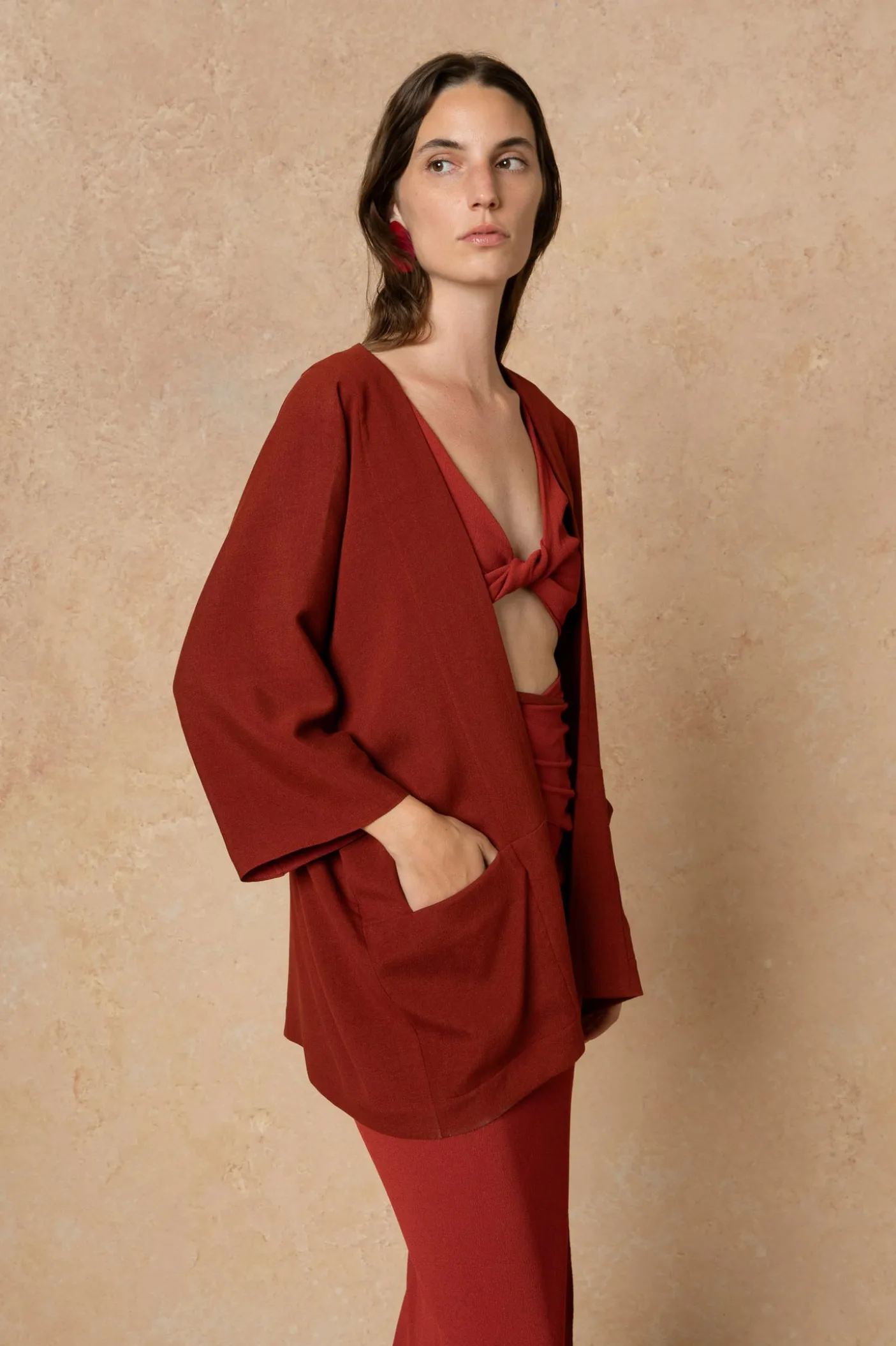 Fiona, crop top rojo carmin