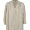Frances, cinnamon striped silk top