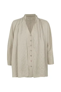 Frances, cinnamon striped silk top
