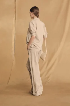 Frances, cinnamon striped silk top