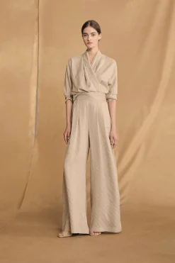 Francisca, cinnamon striped silk pants