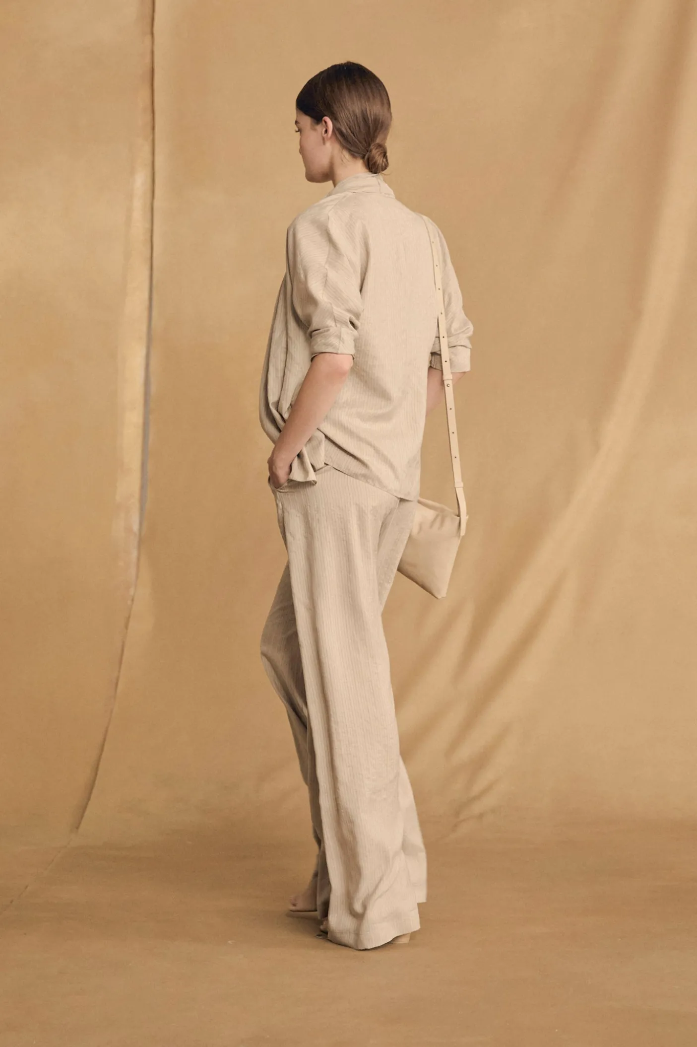 Francisca, cinnamon striped silk pants