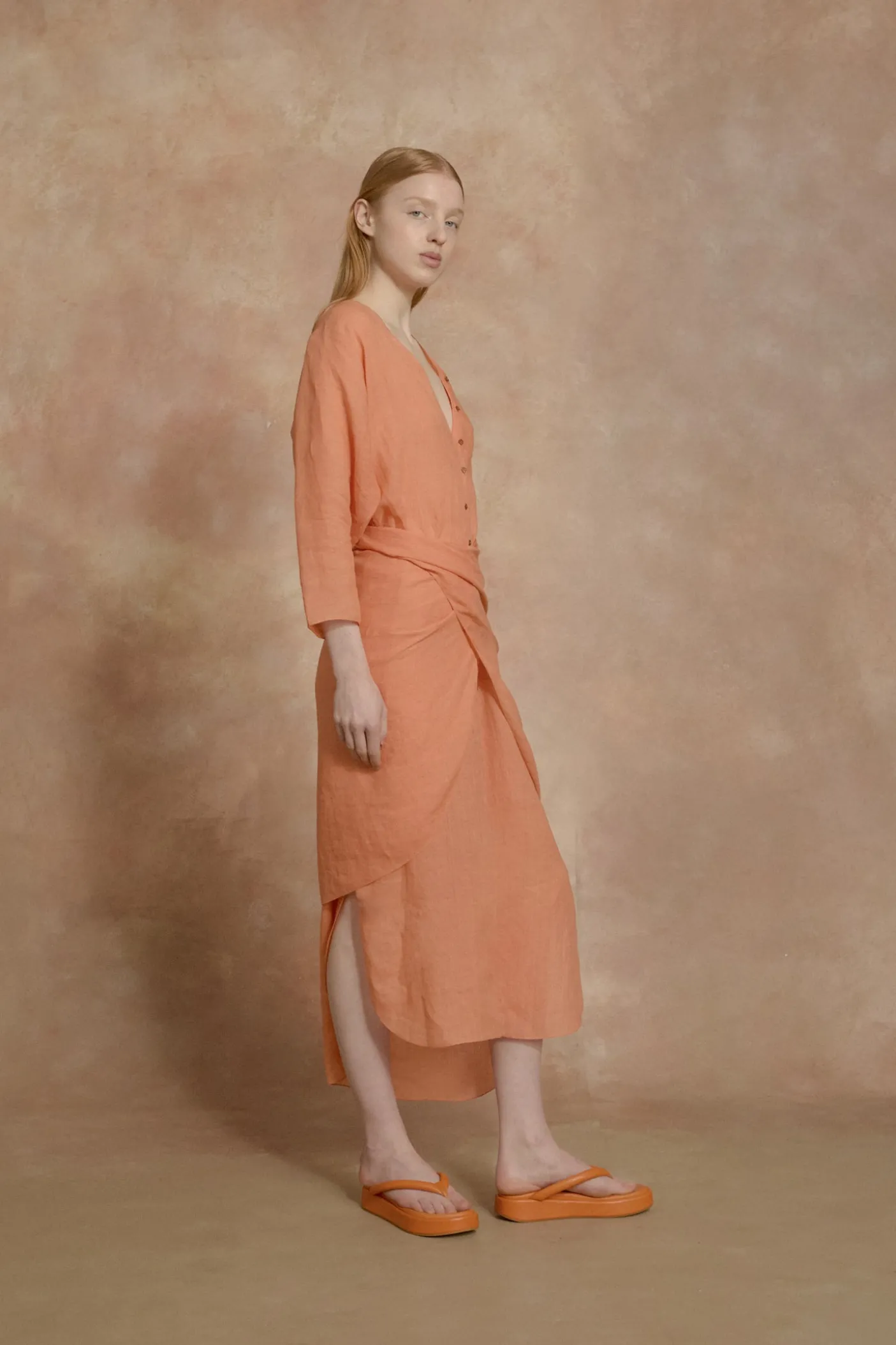 Geisha, sandalia plana naranja