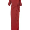 Genara, vestido en seda rojo carmin