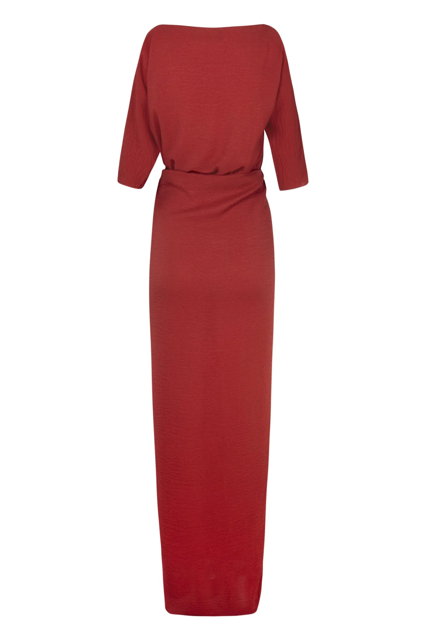 Genara, vestido en seda rojo carmin