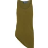 Georgia, moss green silk top