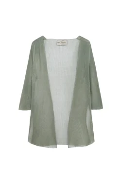 Giulia, chaqueta en punto de seda aqua