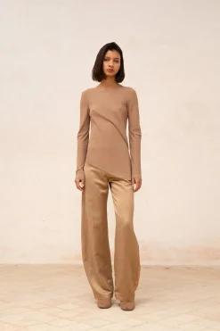 Gloria, cocoa linen and viscose pants