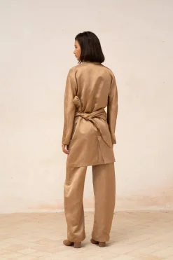 Gloria, cocoa linen and viscose pants