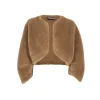 Hair, short jacket in brown wool and silk