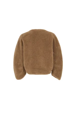 Hair, short jacket in brown wool and silk