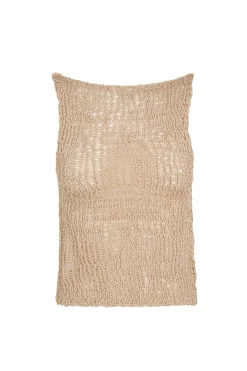 Hanami, beige cotton knit top