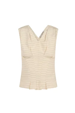 Ida, striped top in linen and silk