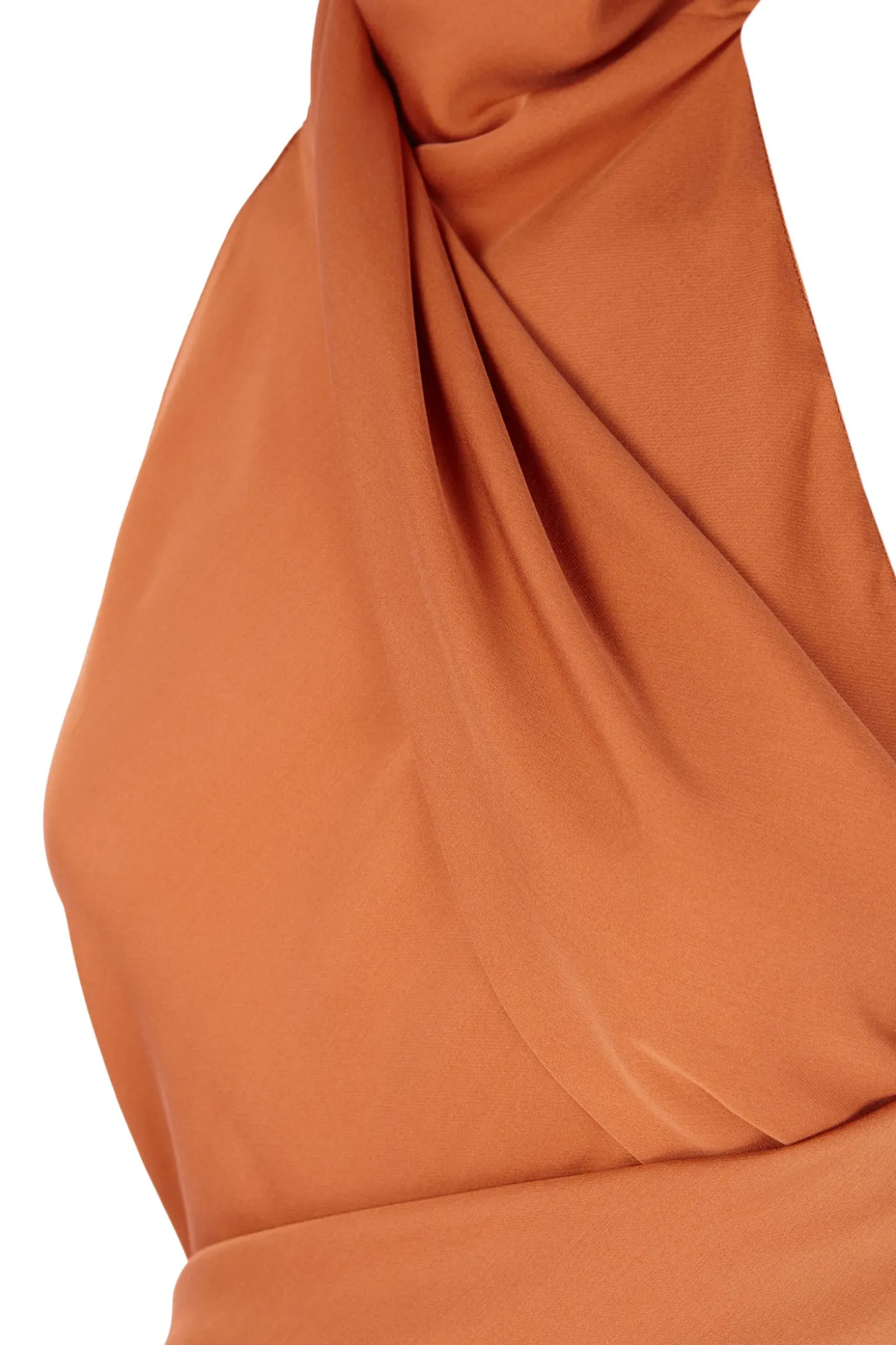 Irena, orange silk crepe halter dress