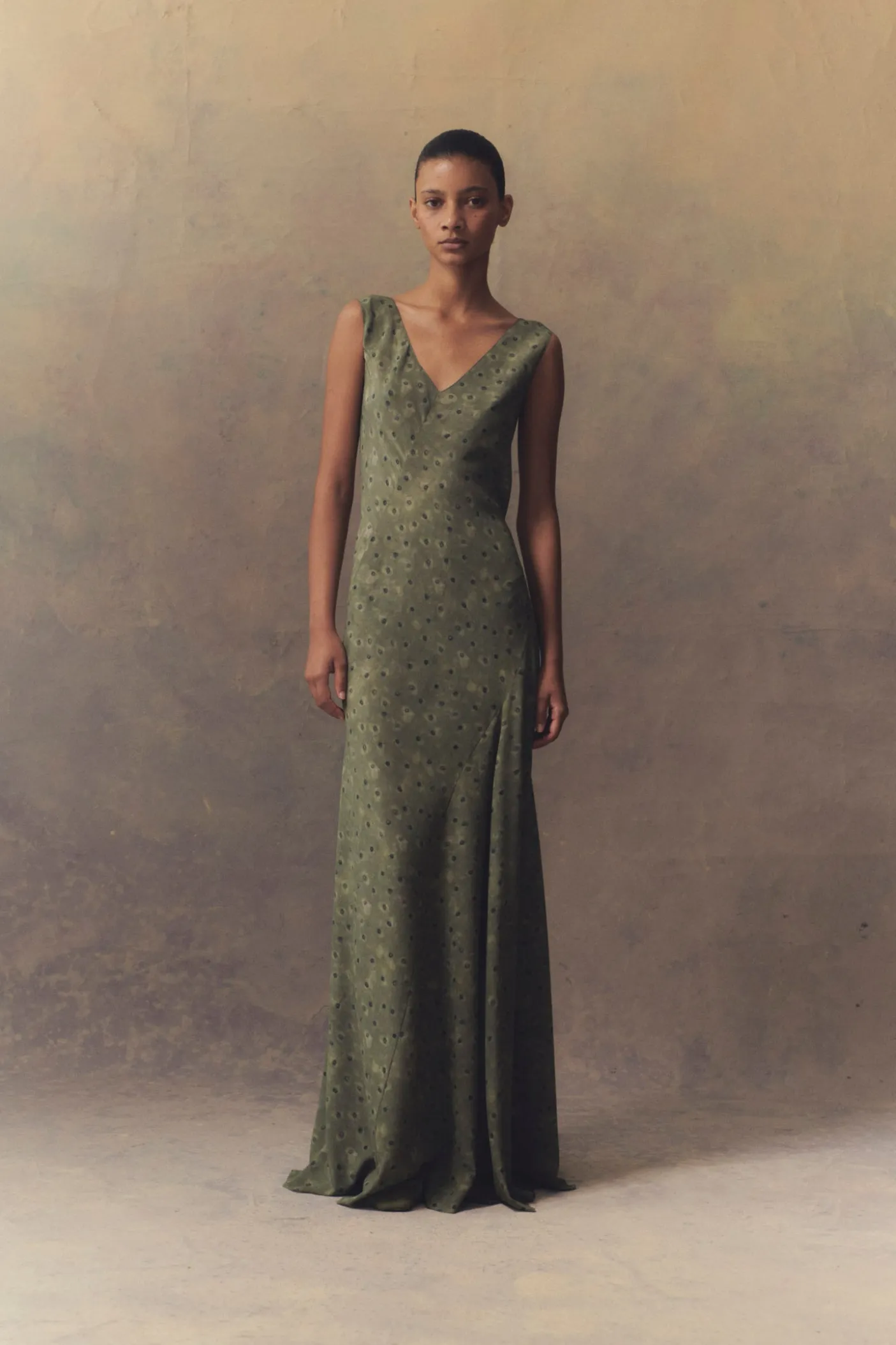 Irina, long printed silk dress