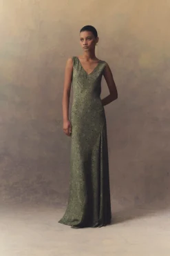 Irina, long printed silk dress