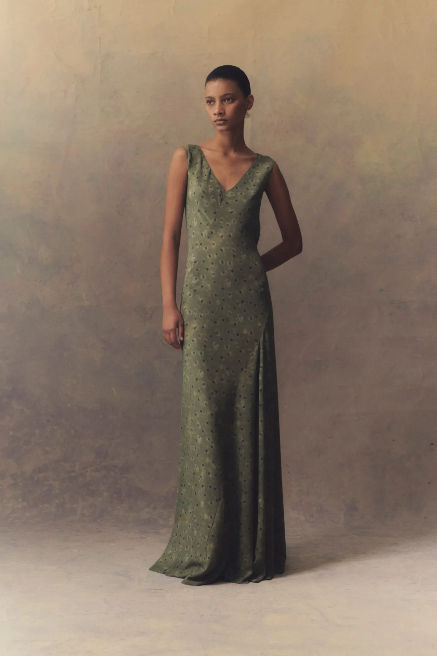 Irina, long printed silk dress