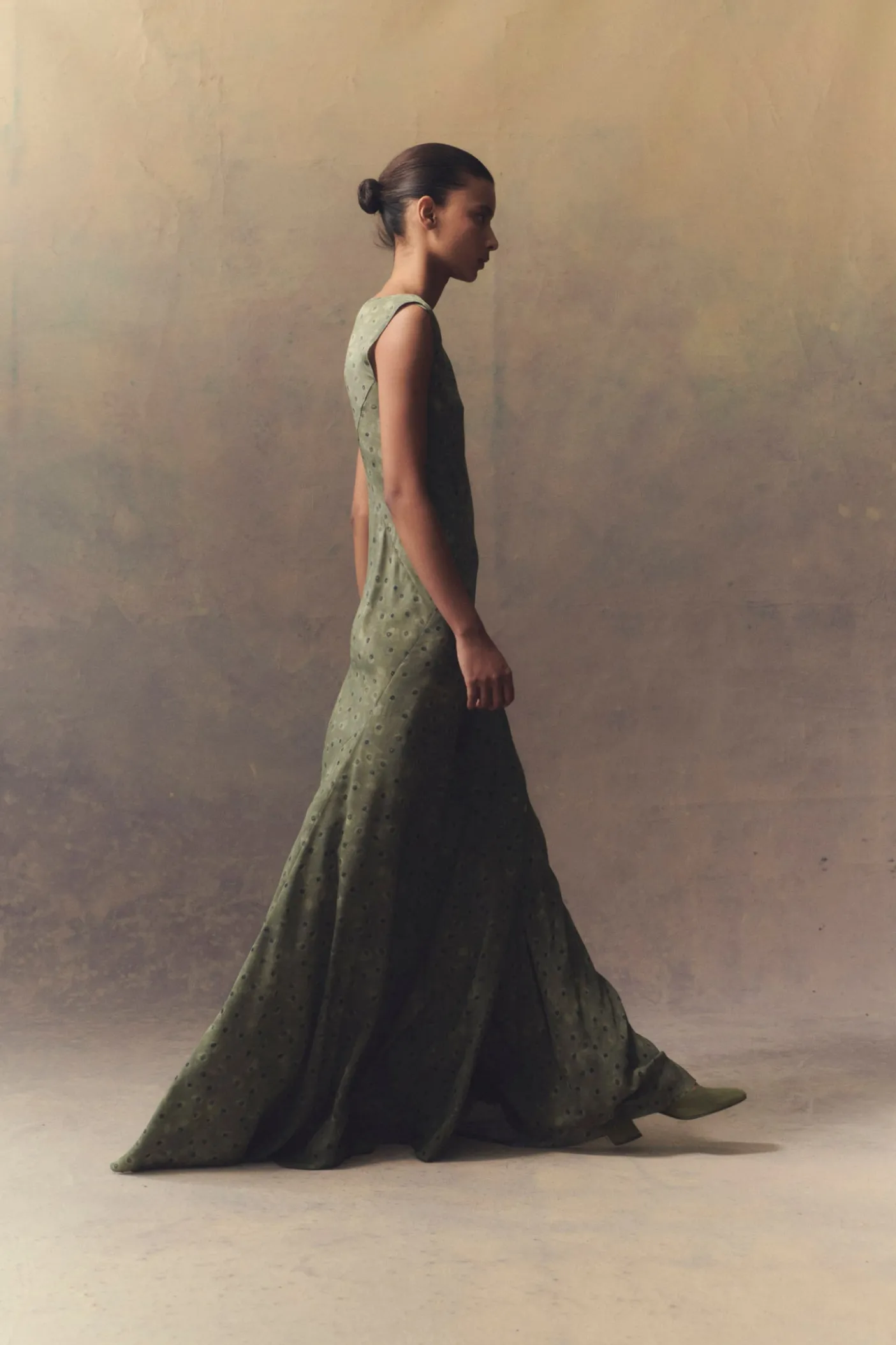 Irina, long printed silk dress
