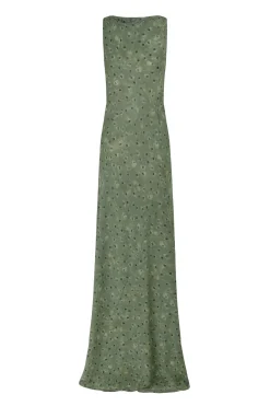 Irina, long printed silk dress