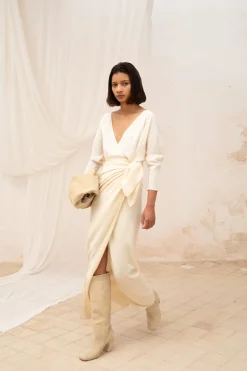 Jackie, ivory yak wool sarong skirt
