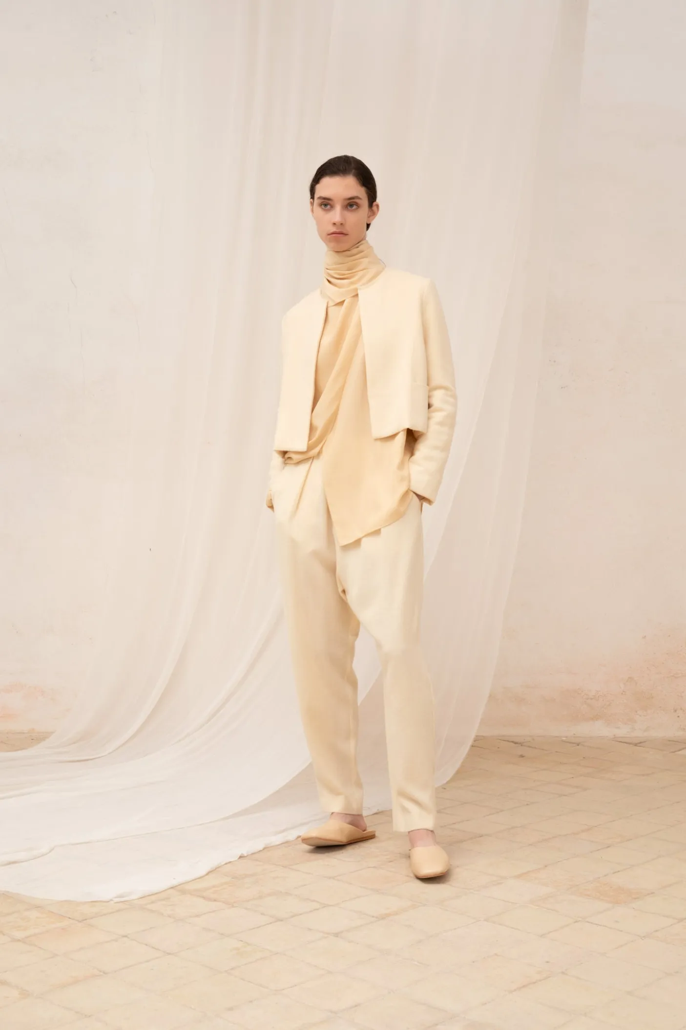 Jackie, ivory yak wool short jacket