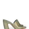 Janis, mules de cuero bronce turquesa