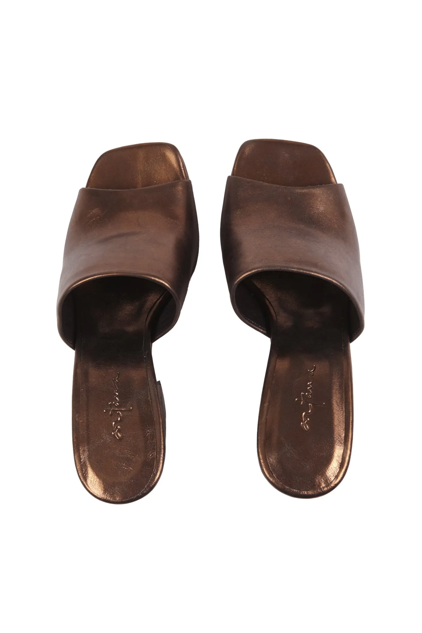 Janis, mules de cuero bronce oscuro