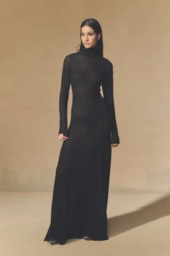 Jenna, black virgin wool dress