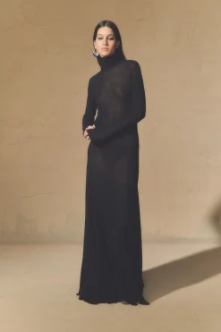 Jenna, black virgin wool dress