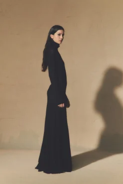 Jenna, black virgin wool dress