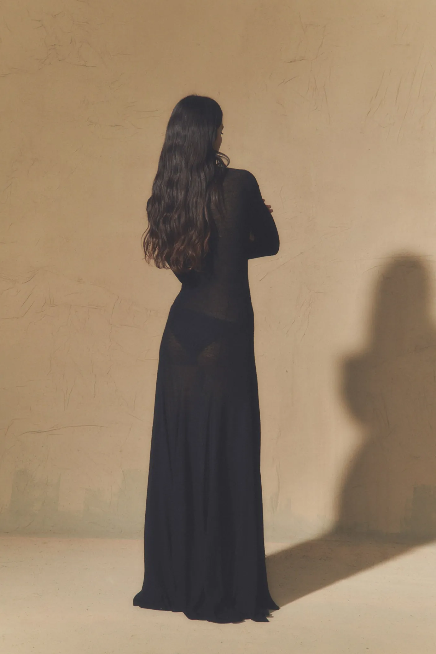 Jenna, black virgin wool dress