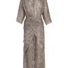 Jill, ayaz print midi ramie dress